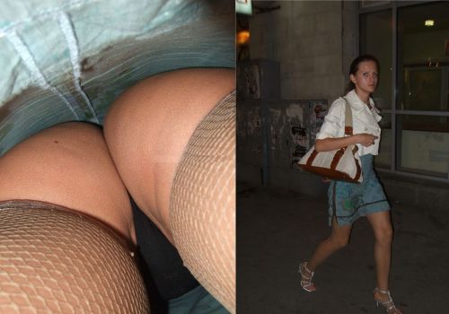 パンストを履いたグラマラス外国人女性のパンチラ逆さ撮り画像 37枚 No.9