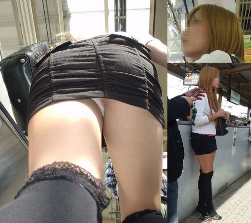 ニーハイを履いたミニスカ女性のパンチラを逆さ撮り盗撮したエロ画像 34枚 No.28